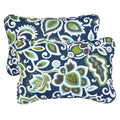 Floral Navy Corded 13 X 20 Inch Indoor Outdoor Throw Pillows Set Of 2