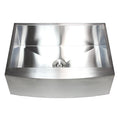36 Inch Stainless Steel 16 Gauge Curved Farmhouse Apron Single Bowl Kitchen Sink Silver