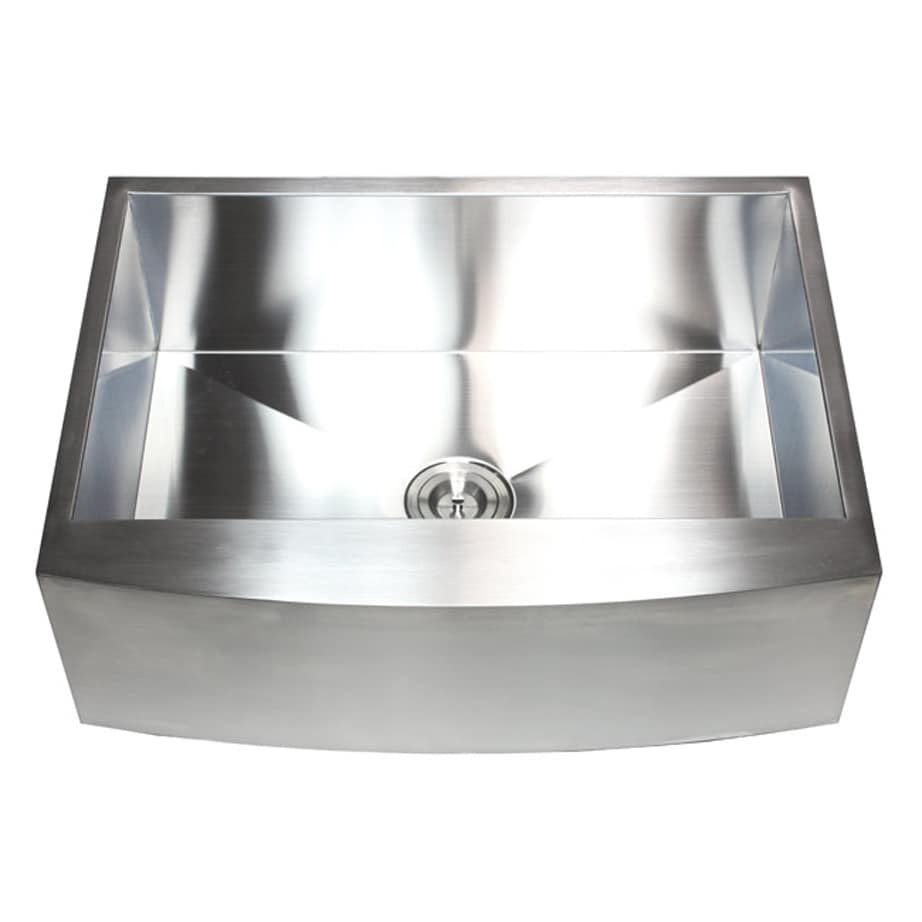 36 Inch Stainless Steel 16 Gauge Curved Farmhouse Apron Single Bowl Kitchen Sink Silver