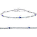 1 1 10 Ct Diamond Genuine Blue Sapphire Tennis Bracelet 14K White Gold 7