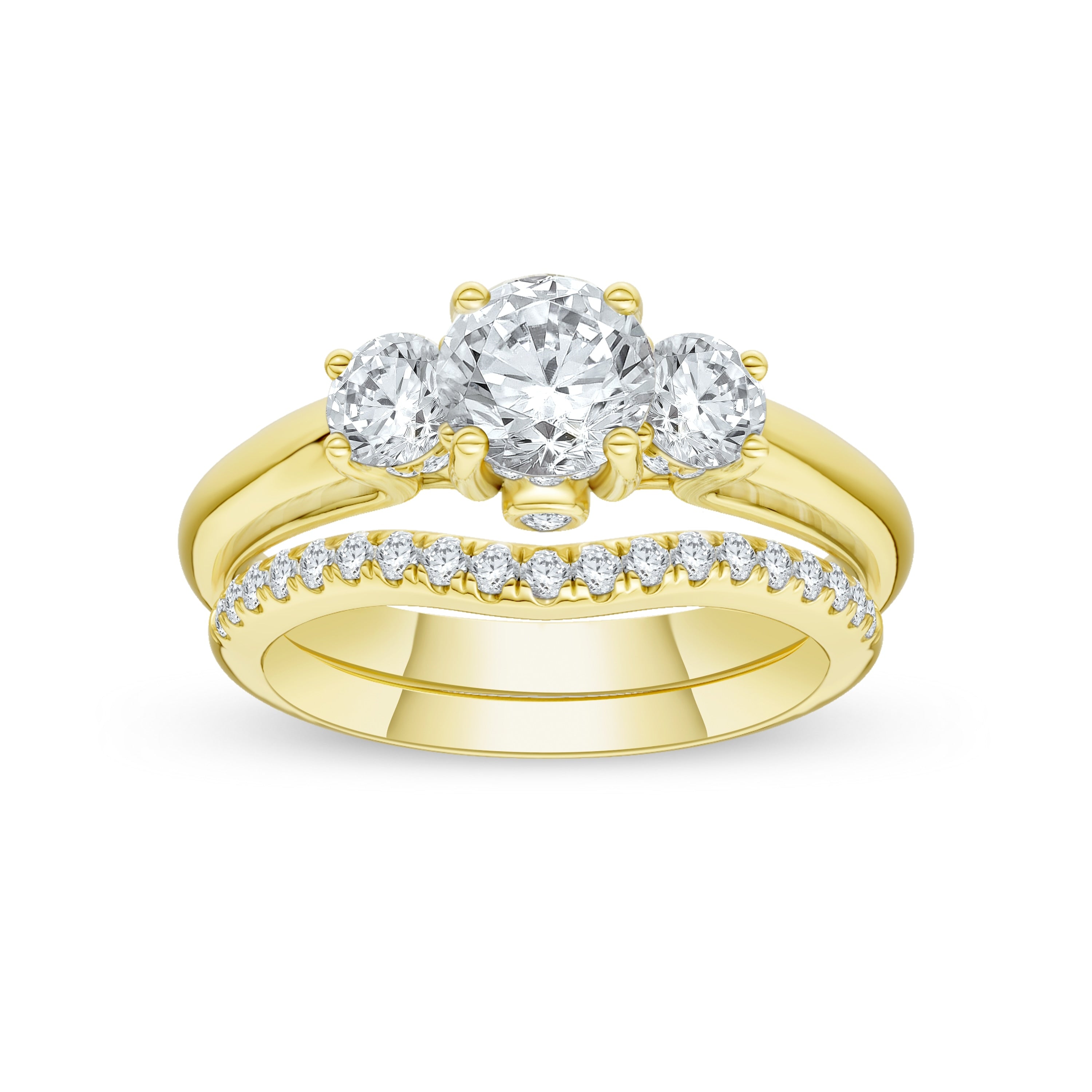 De Couer 1 1 2Ct Tdw Diamond Three Stone Anniversary Ring Set Yellow