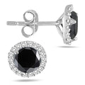 1 1 4 Carat Tw Black And White Diamond Halo Earrings In 14K White Gold