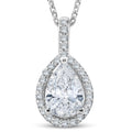 1 1 4Ct Pear Shape Halo Diamond Pendant 14K White Gold Necklace Lab Grown