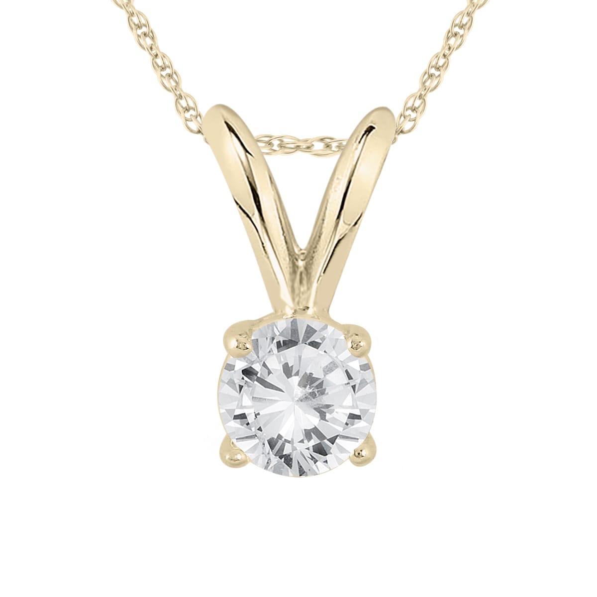 1 10 Carat Round Diamond Solitaire Pendant In 14K Yellow Gold