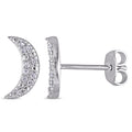 Miadora 1 10Ct Tdw Diamond Crescent Moon Stud Earrings In Sterling Silver
