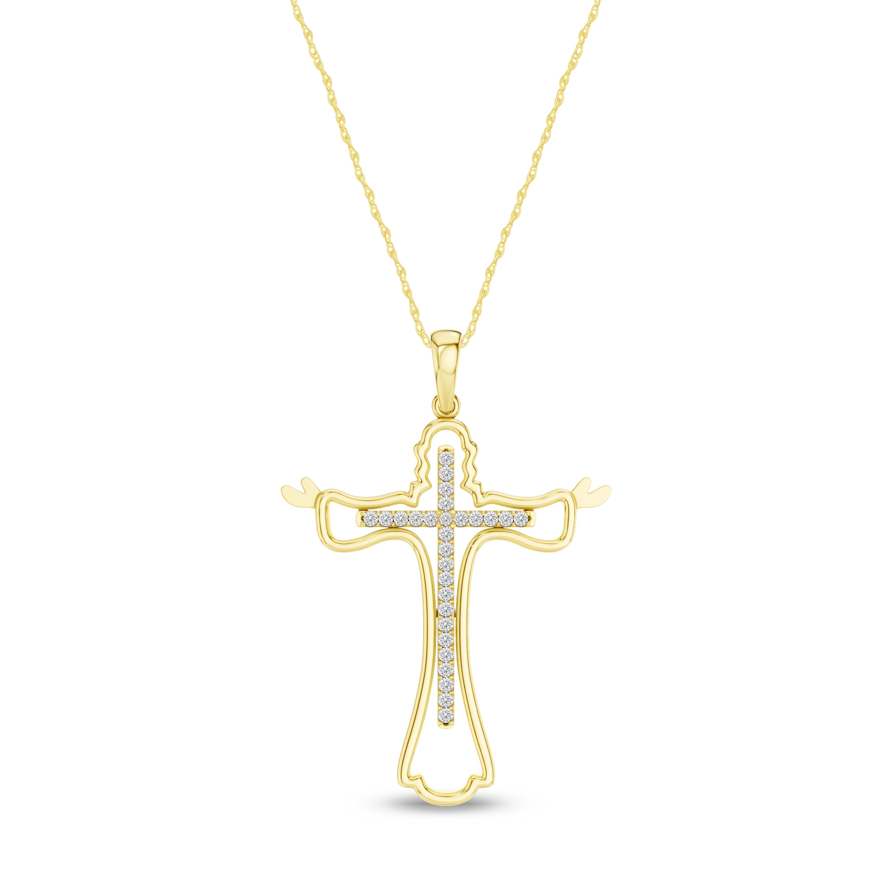 De Couer 10K Gold 1 10Ct Tdw Diamond Cross Necklace
