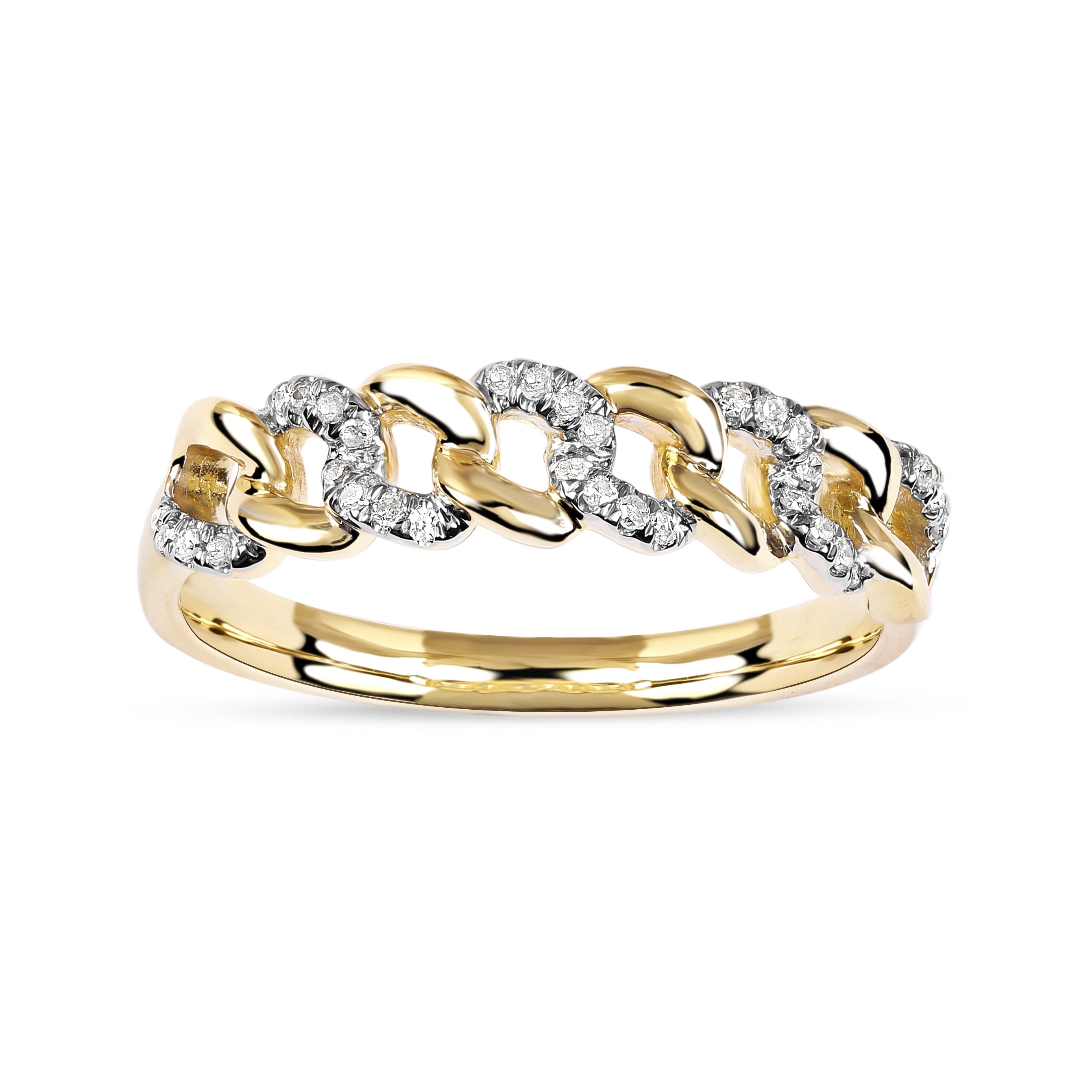 1 10Ct Tdw Diamond Cuban Link Mens Ring In 10K Gold