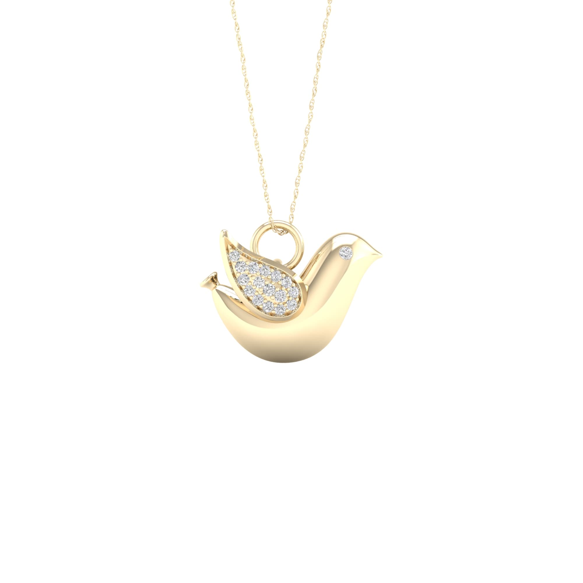 Igi Certified 1 10Ct Tdw Diamond Charm Pendant In Sterling Silver Dove