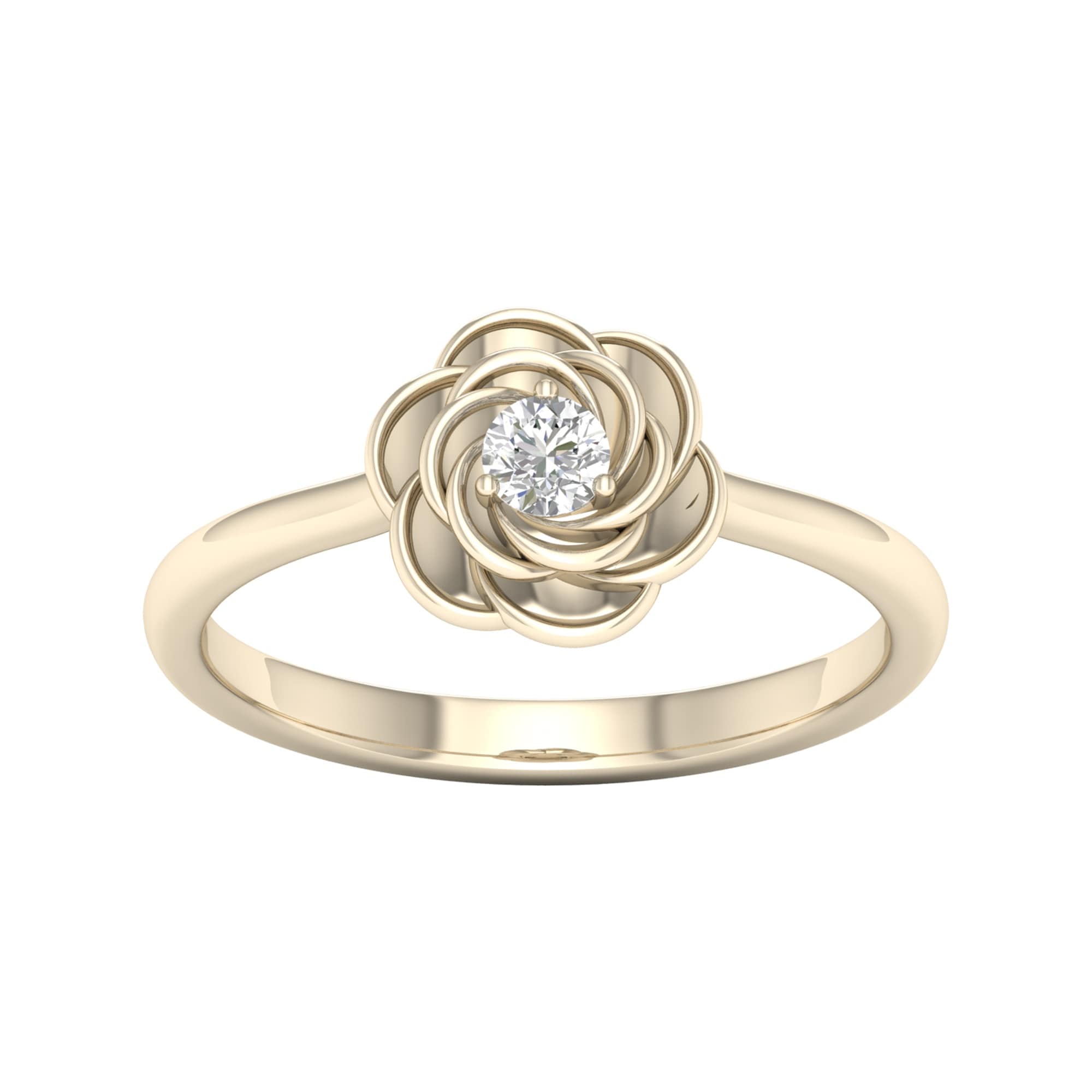 Decouer 10K Gold 1 10Ct Tdw Diamond Flower Promise Ring