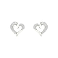 1 10Ct Tdw Diamond Heart Earrings In Sterling Silver By De Couer White
