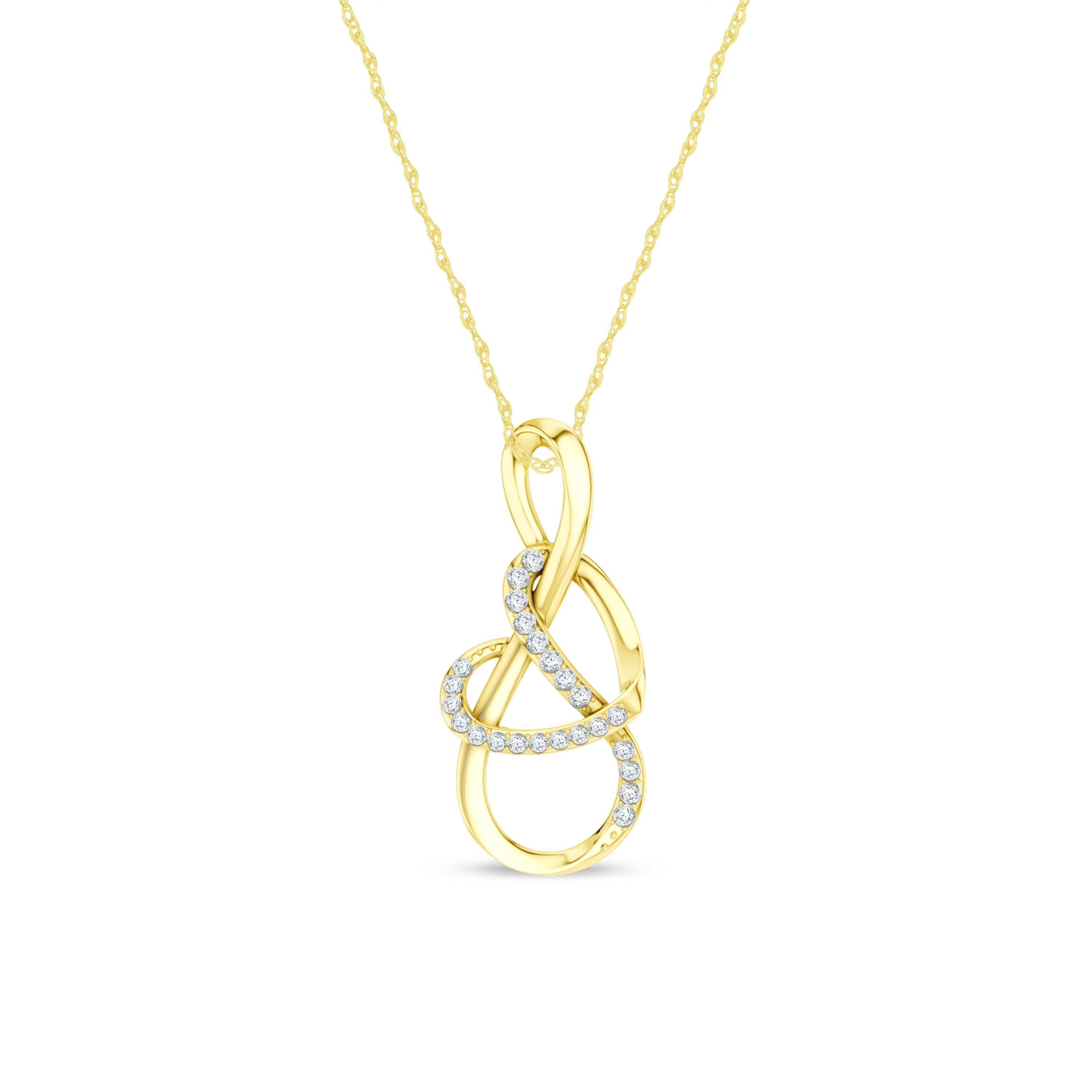 De Couer 10K White Gold 1 10Ct Tdw Diamond Infinity Heart Necklace