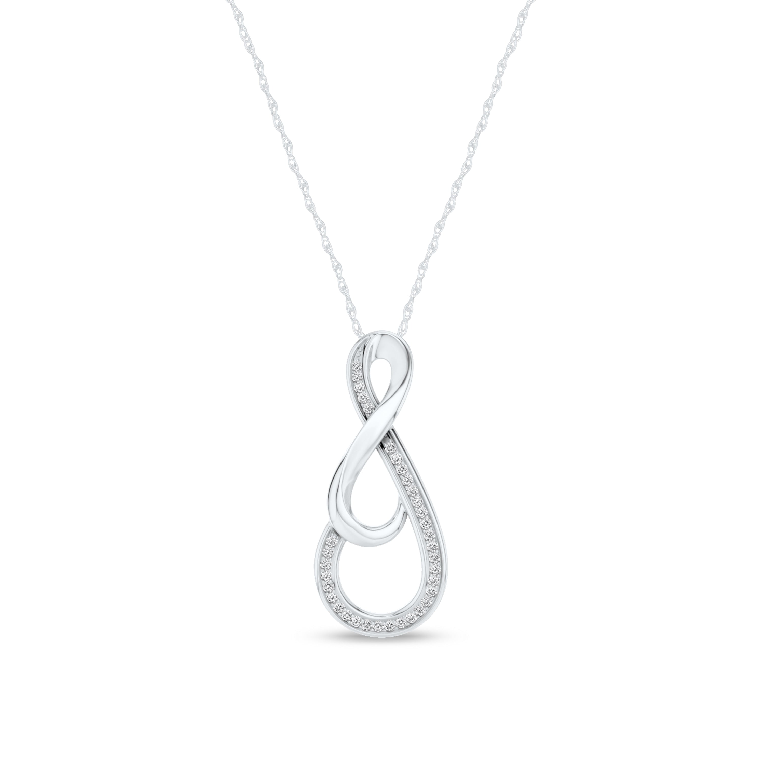 S925 Igi Certified Sterling Silver 1 10Ct Tdw Infinity Necklace