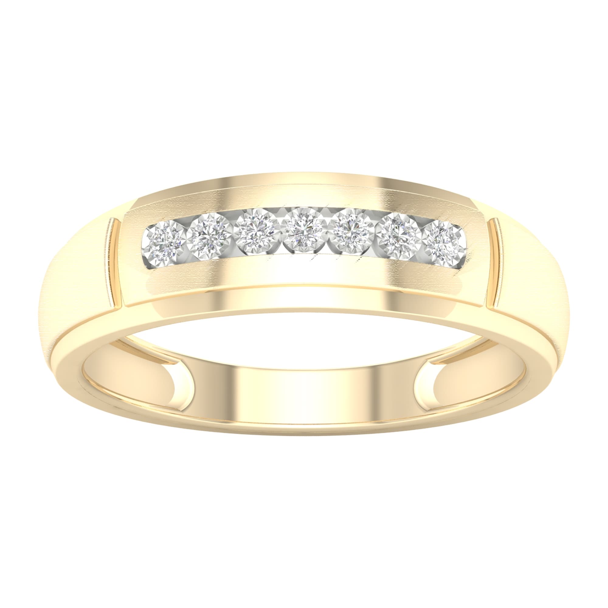 Igi Certified 1 10Ct Tdw Diamond Mens Wedding Band In 10K Gold By De Couer