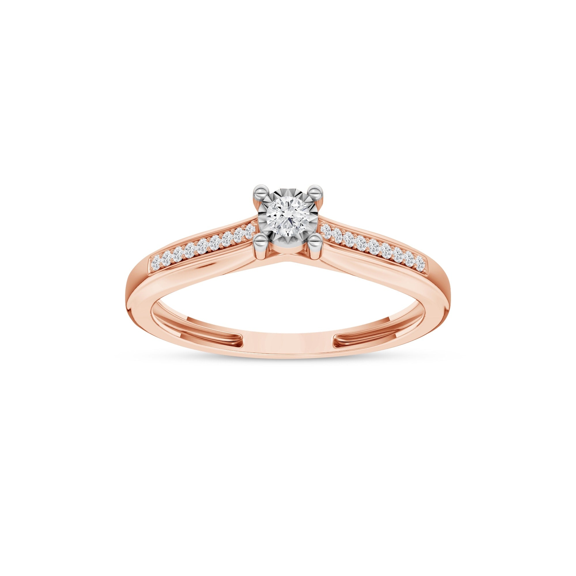 De Couer Igi Certified 1 10Ct Tdw Diamond Classic Ring H I I2 Pink