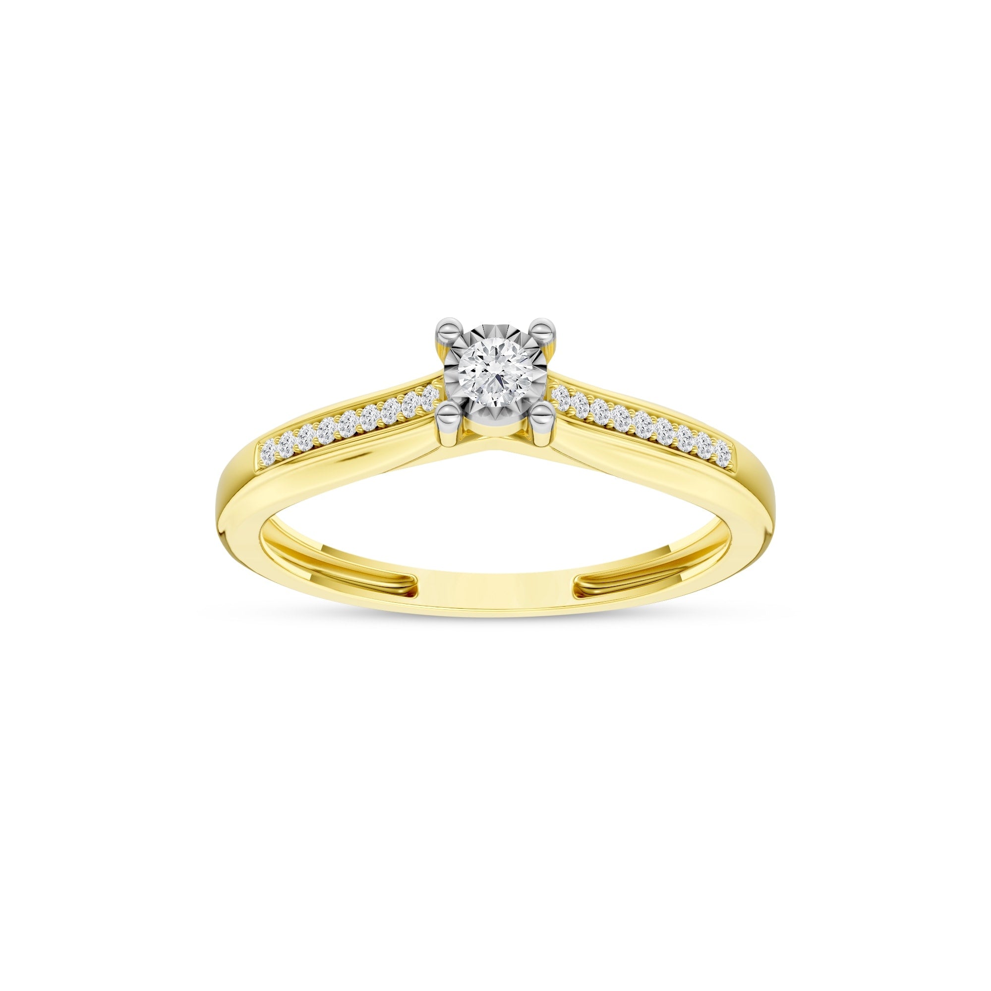 De Couer 1 10Ct Tdw Diamond Classic Ring H I I2 Yellow