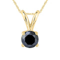 1 2 Carat Round Black Diamond Solitaire Pendant In 14K Yellow Gold