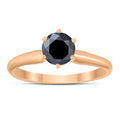 1 2 Carat Round Black Diamond Solitaire Ring In 14K Rose Gold