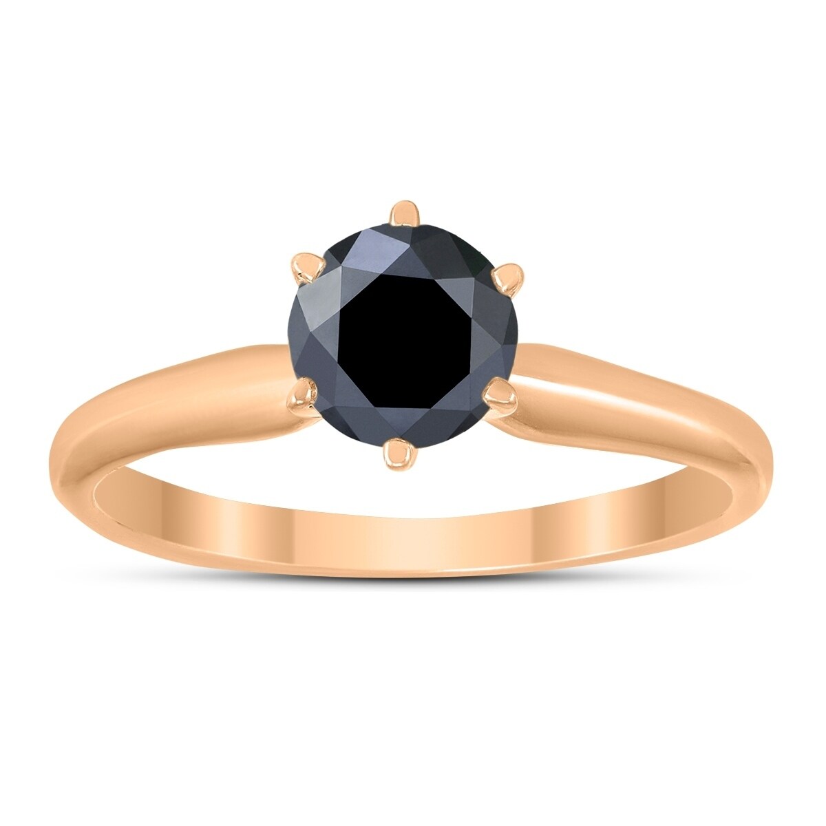 1 2 Carat Round Black Diamond Solitaire Ring In 14K Rose Gold