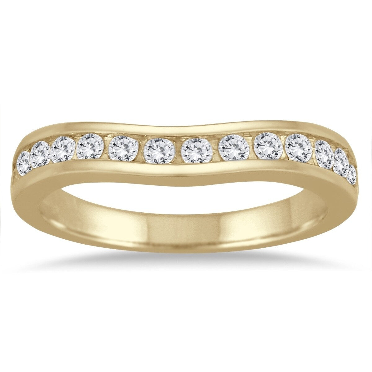 1 2 Carat Tw Diamond Channel Set Curved Band In 10K Yellow Gold