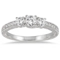 1 2 Carat Tw Diamond Three Stone Ring In 10K White Gold