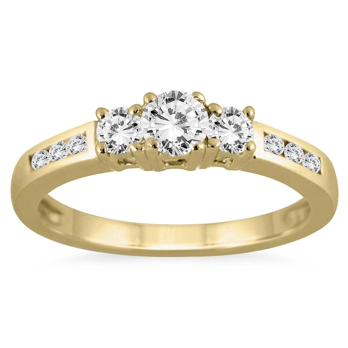 1 2 Carat Tw Diamond Three Stone Ring In 10K Yellow Gold K L Color I2 I3 Clarity