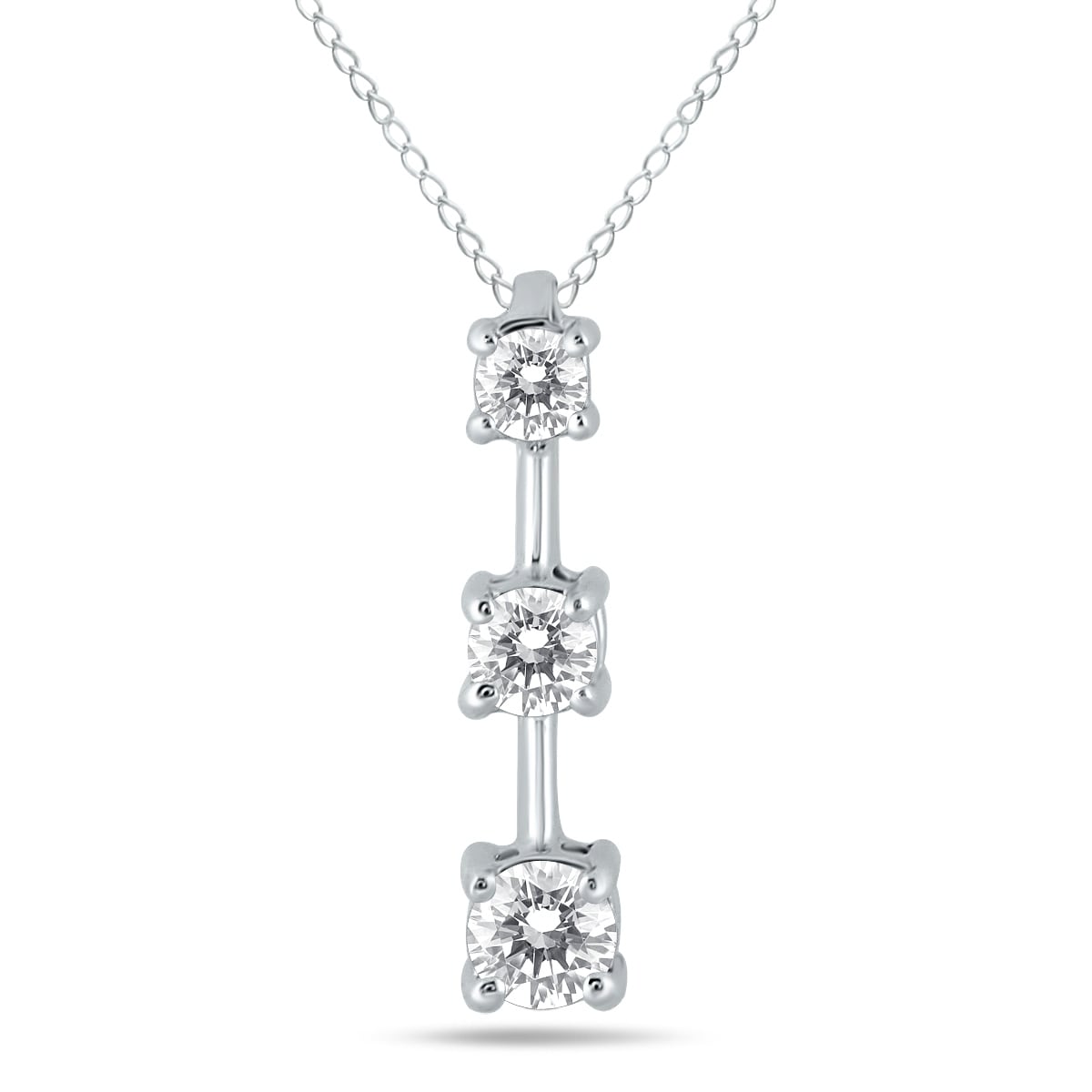 1 2 Carat Tw Three Stone Diamond Pendant In 10K White Gold