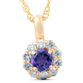 1 2 Ct Diamond Genuine Amethyst Halo Pendant 14K Yellow Gold Womens Necklace