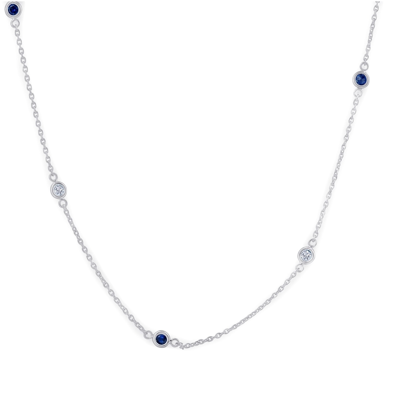 1 2 Ct Tdw Blue Sapphire Diamond By The Inch 18 Necklace Igi Certified