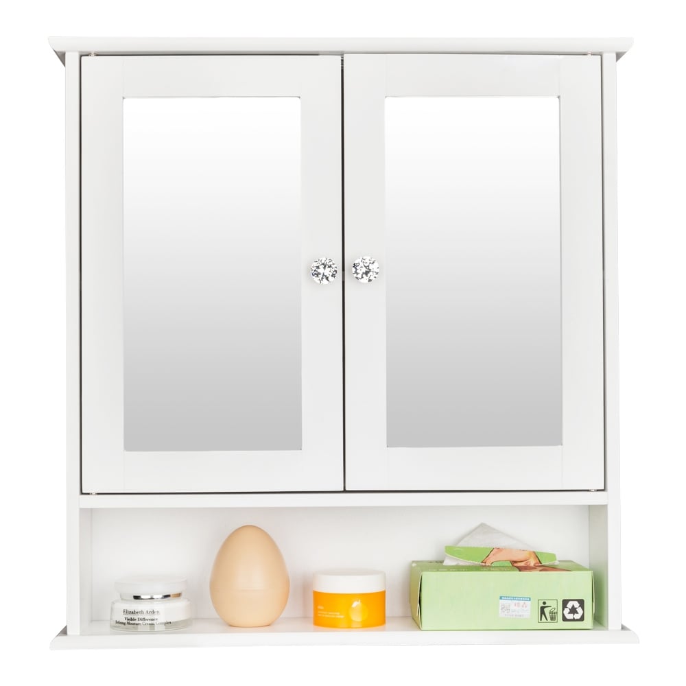 1 2 Door Modern Wood Bathroom Storage Wall Cabinet W Mirror
