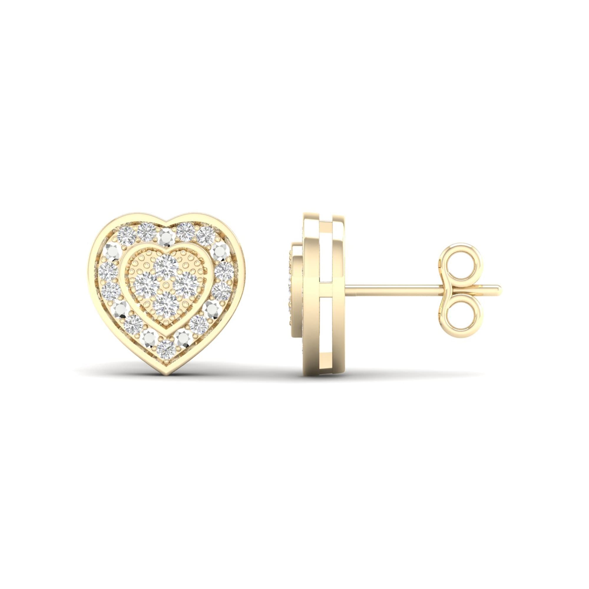De Couer 10K Gold 1 20 Ct Tdw Diamond Cluster Heart Earrings