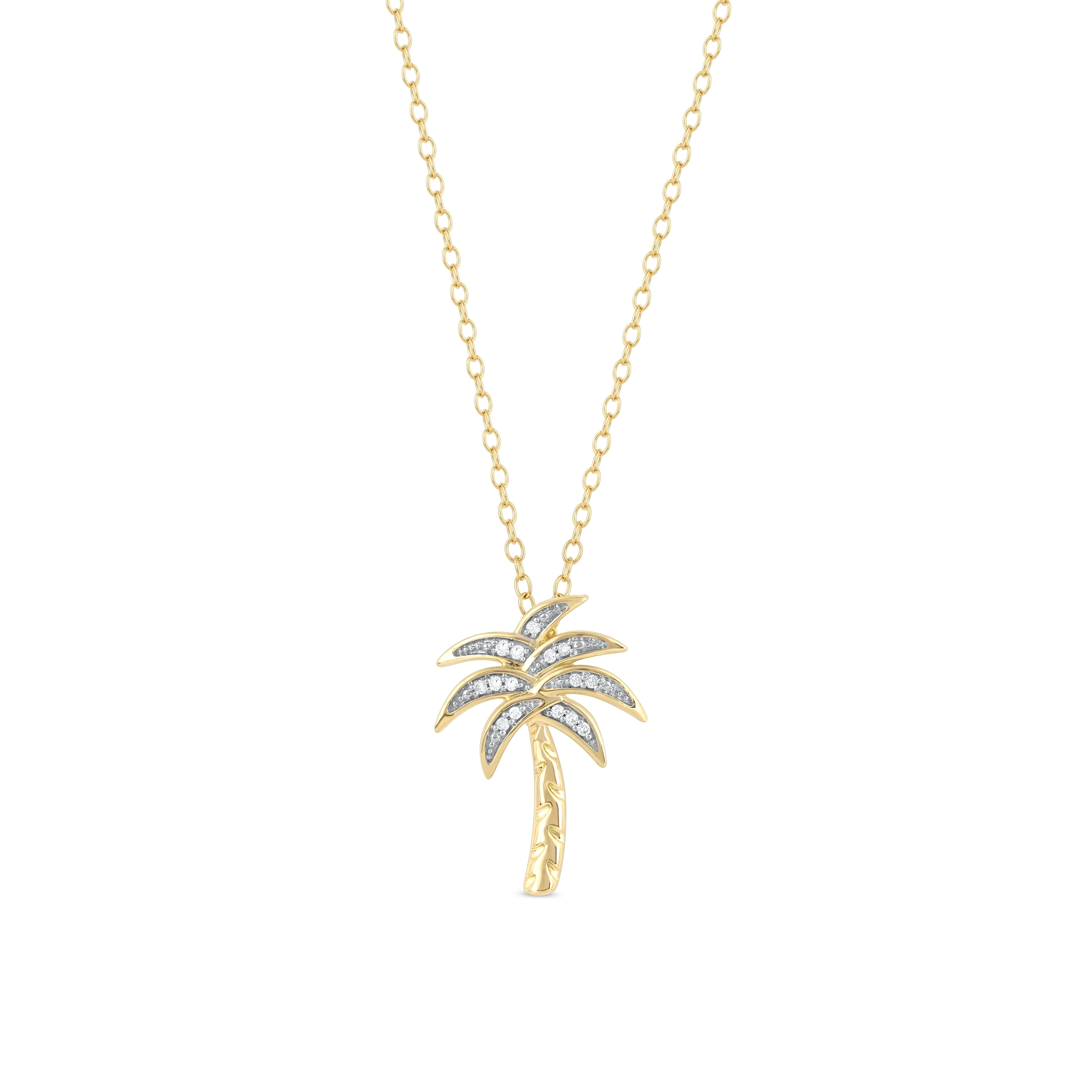 1 20Ct Tdw Diamond Palm Tree Pendant Necklace In Silver
