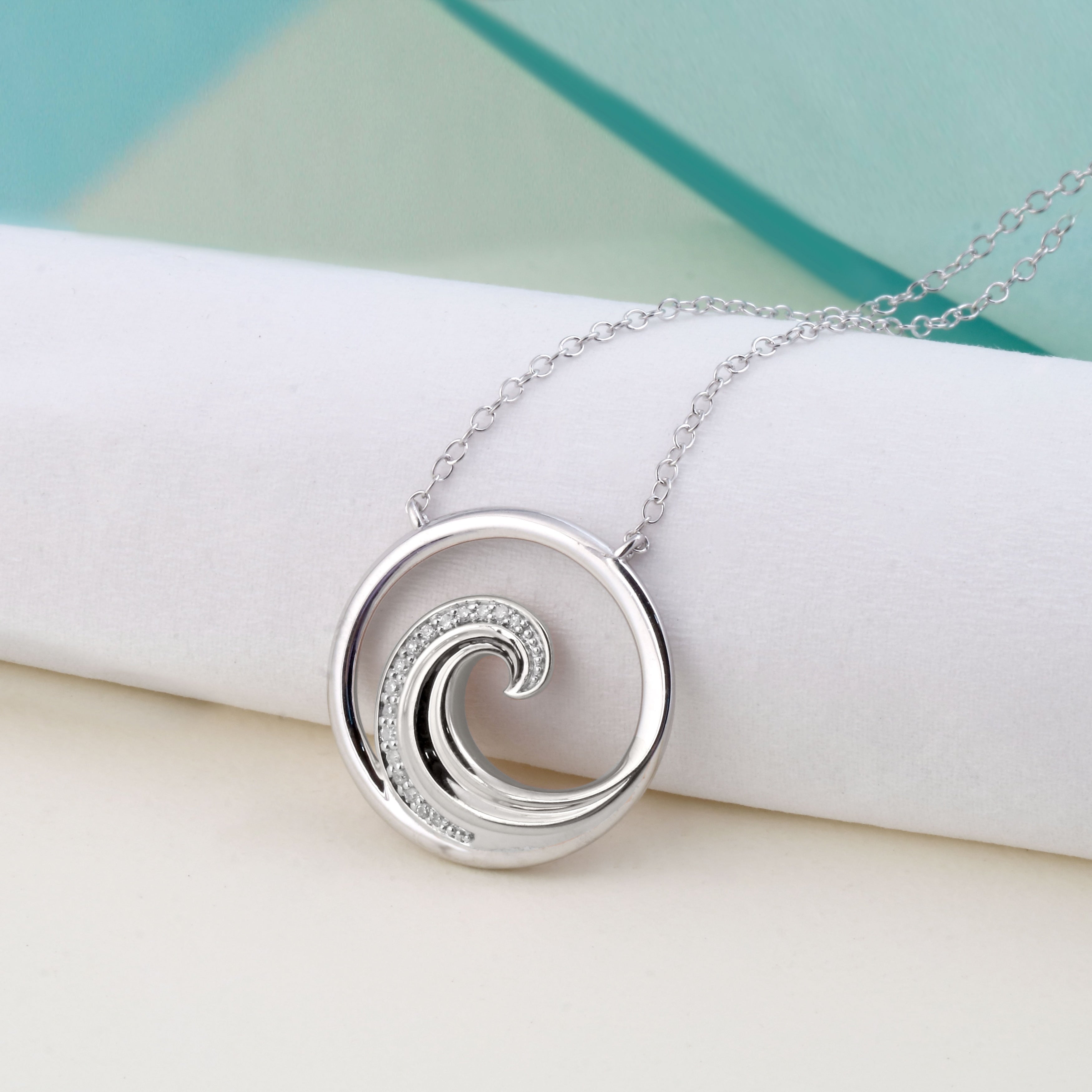 1 20Ct Tdw Four Elements Of Nature Water Diamond Pendnat In Silver By De Couer