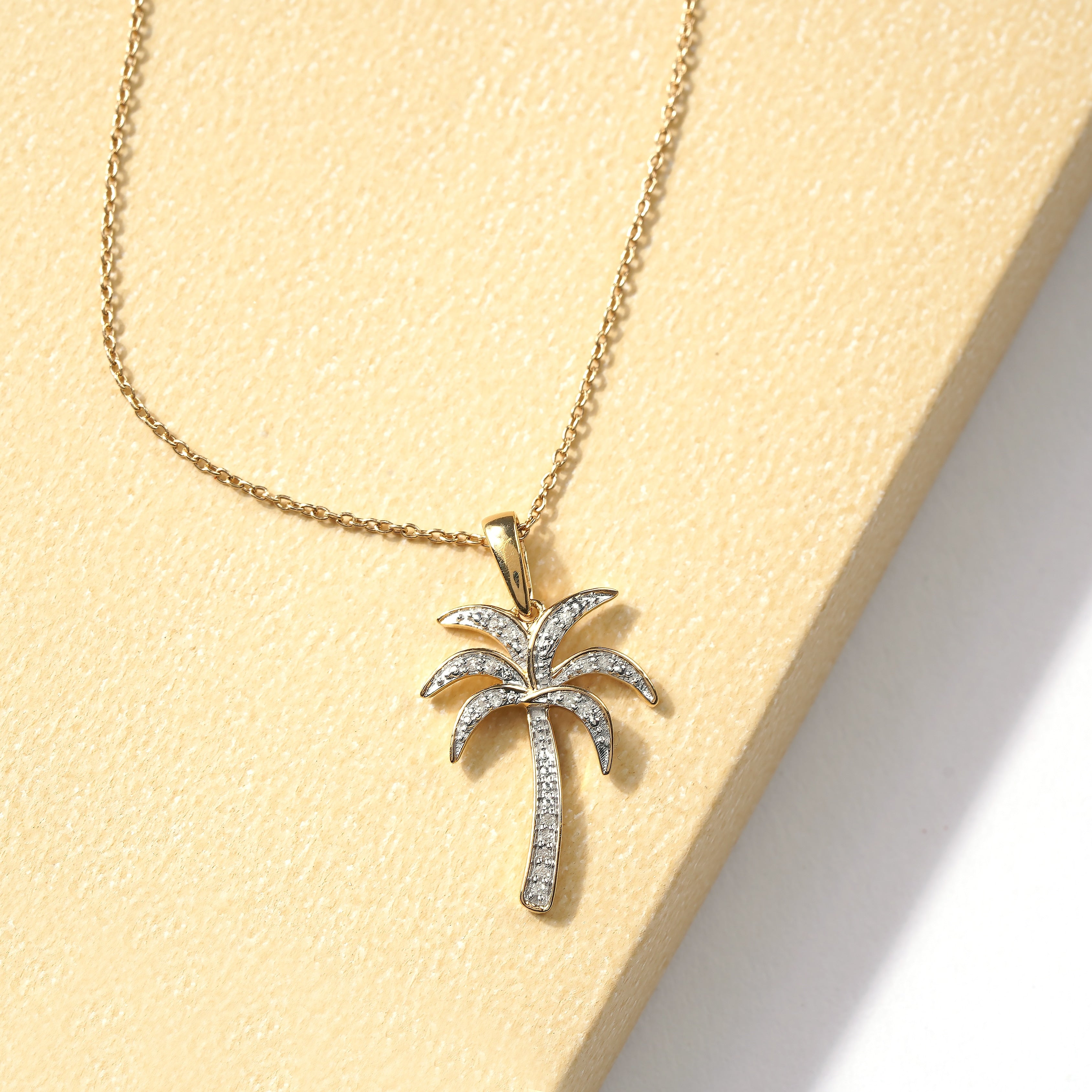 1 20Ct Tdw Diamond Palm Tree Pendant Necklace In Silver