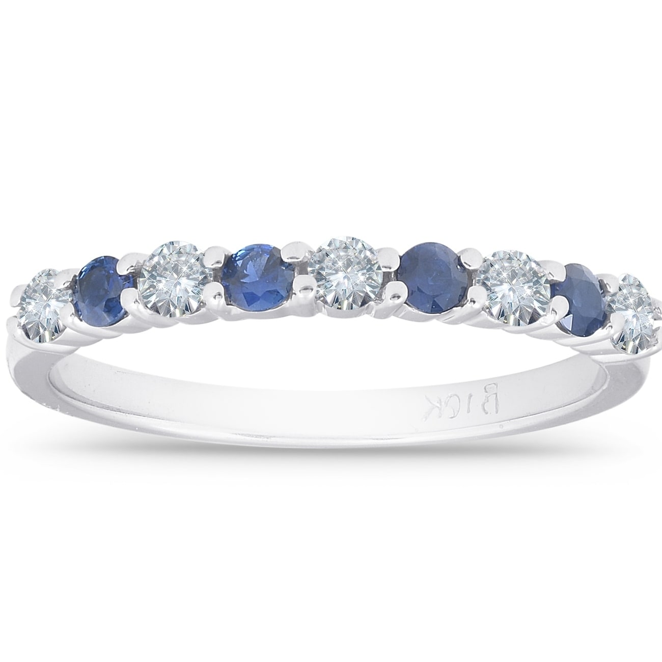 1 2Ct Blue Sapphire Diamond Wedding Ring 10K White Gold