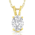 1 2Ct Certified Lab Grown Oval Diamond Solitaire Pendant Yellow Gold Necklace