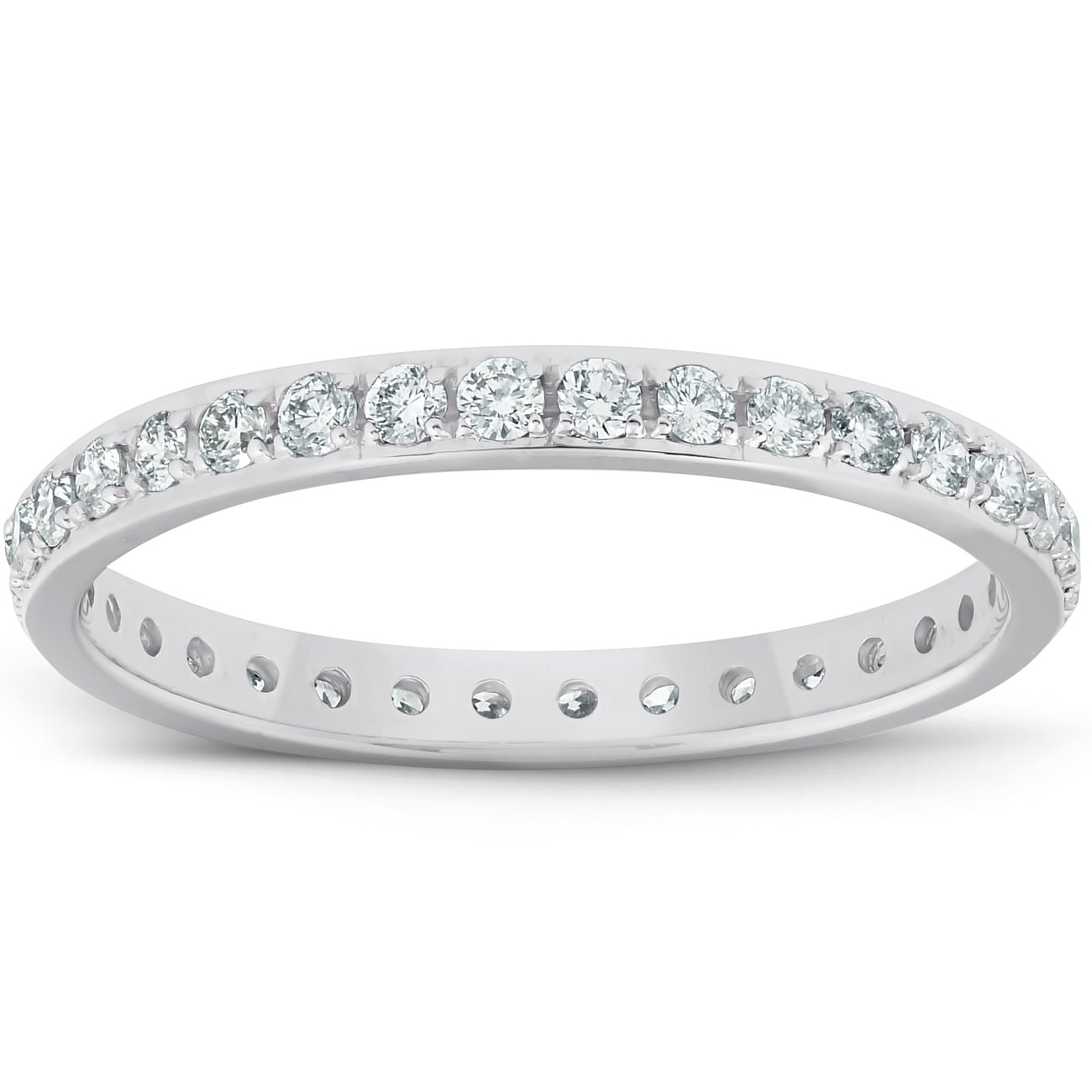 1 2Ct Lab Grown Created Diamond Wedding Ring Womens Eternity Band 10K White Gold