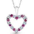 1 2Ct Ruby Diamond Heart Pendant 14 Karat White Gold 1 2 Tall