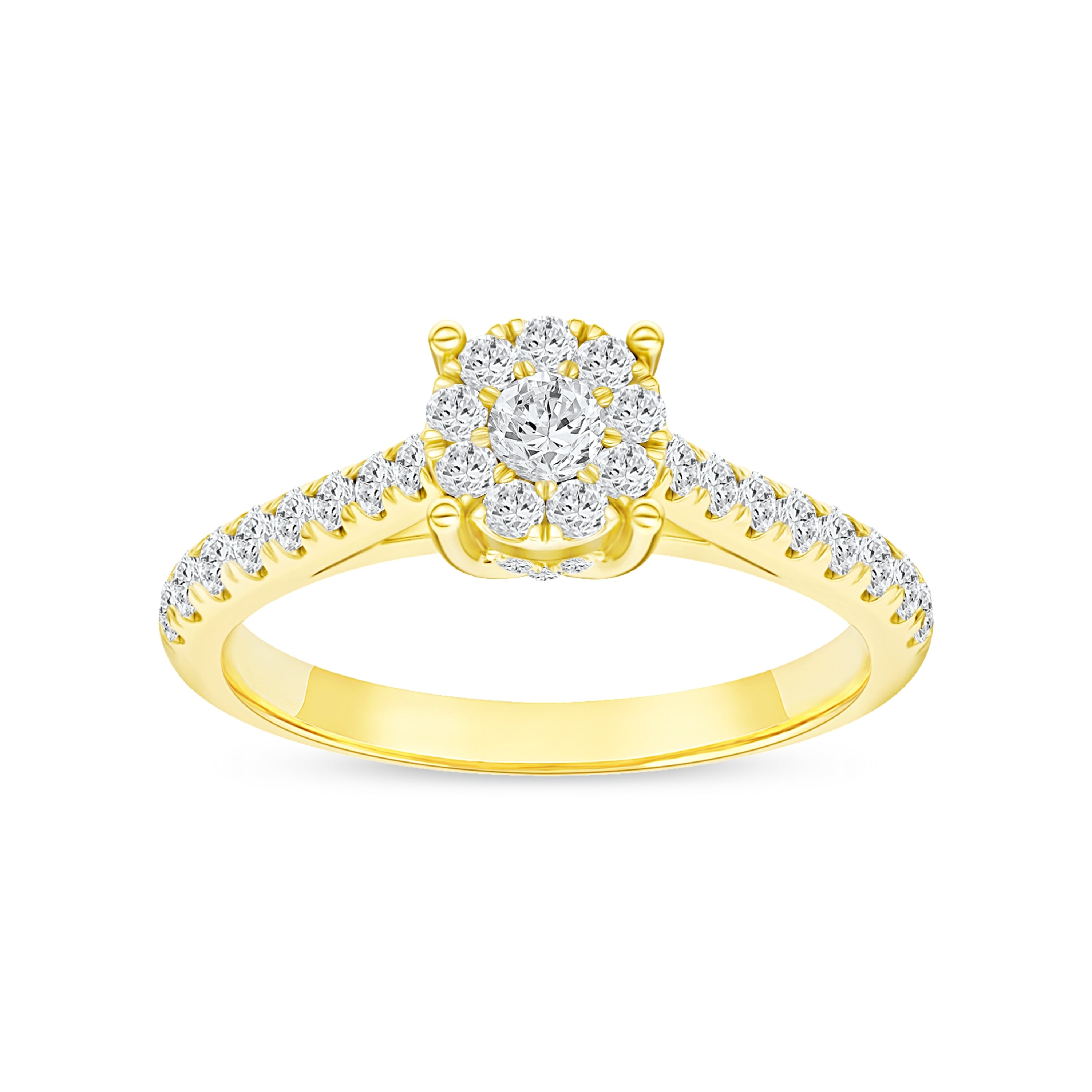 De Couer 10K Yellow Gold 1 2Ct Tdw Diamond Cluster Ring