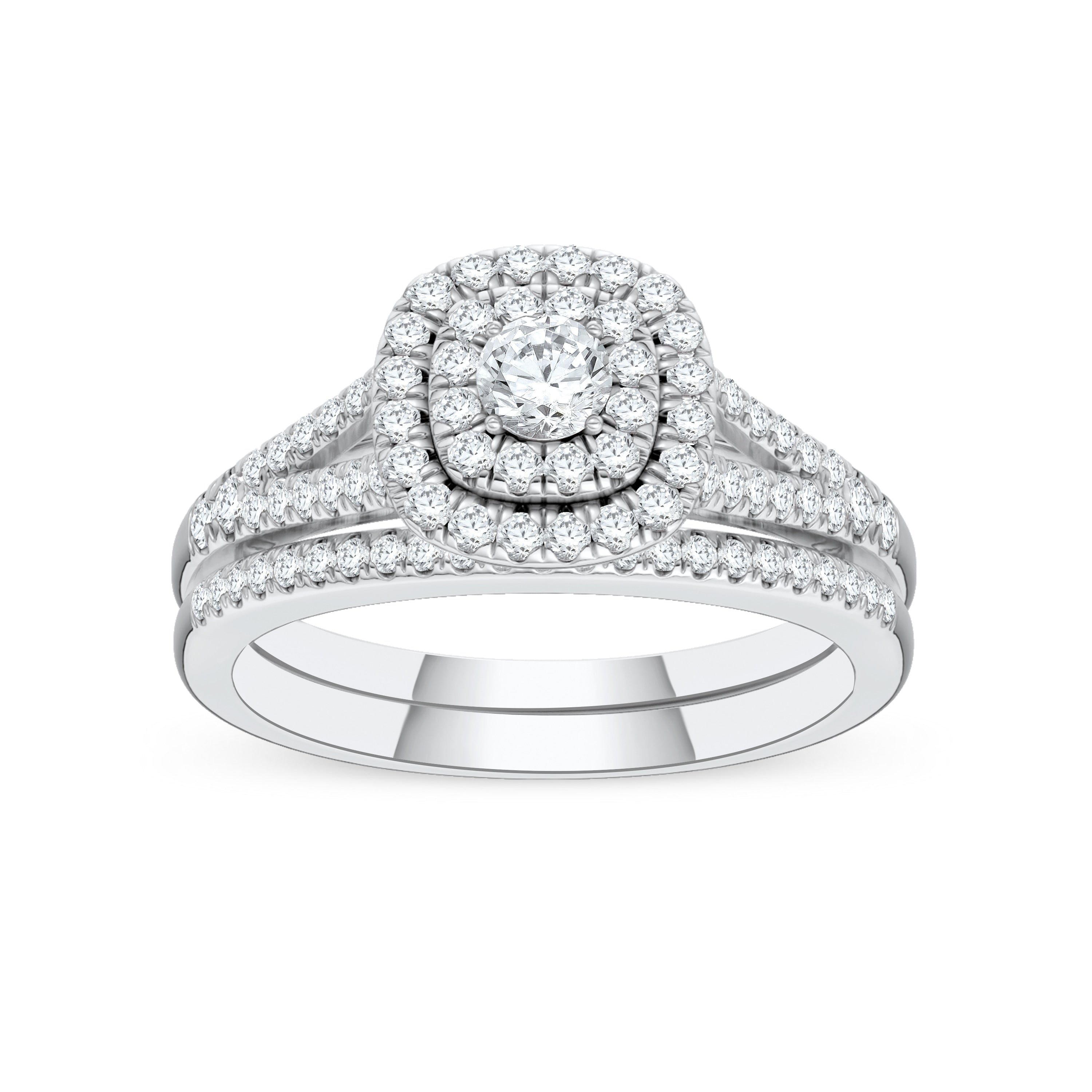 De Couer Igi Certified S925 Sterling Silver 1 2Ct Tdw Diamond Halo Bridal Ring