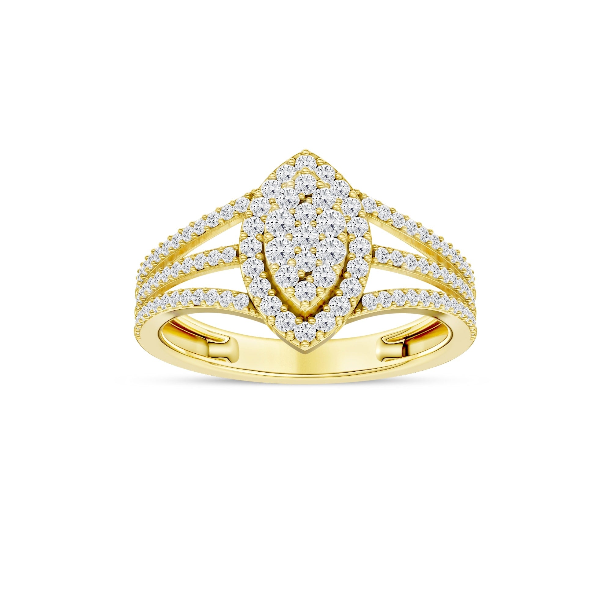 De Couer 10K Yellow Gold 1 2Ct Tdw Diamond Marquise Framed Cluster Engagement Ring