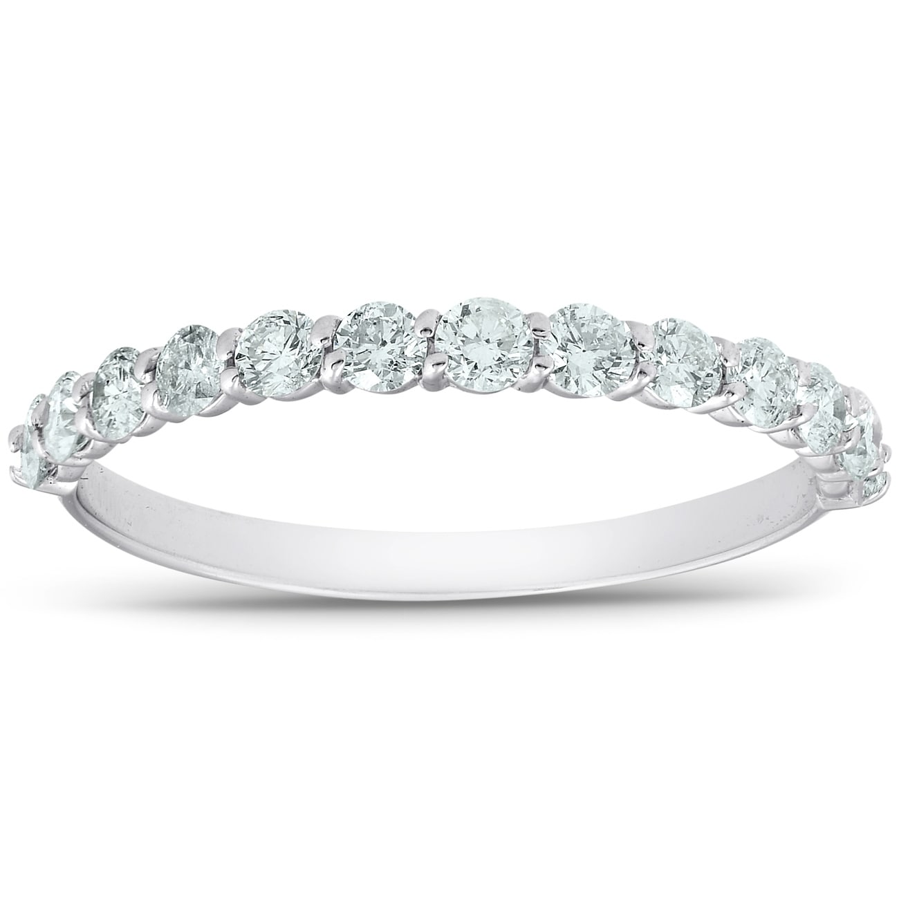 1 2Ct Tdw Diamond Wedding Ring Stackable Womens Anniversary Band 14K White Gold