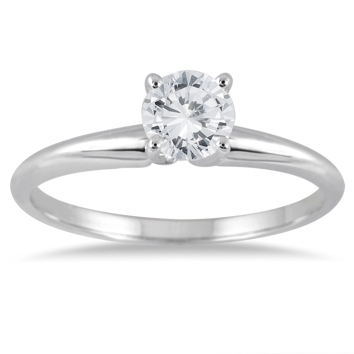 1 3 Carat Round Diamond Solitaire Ring In 14K White Gold