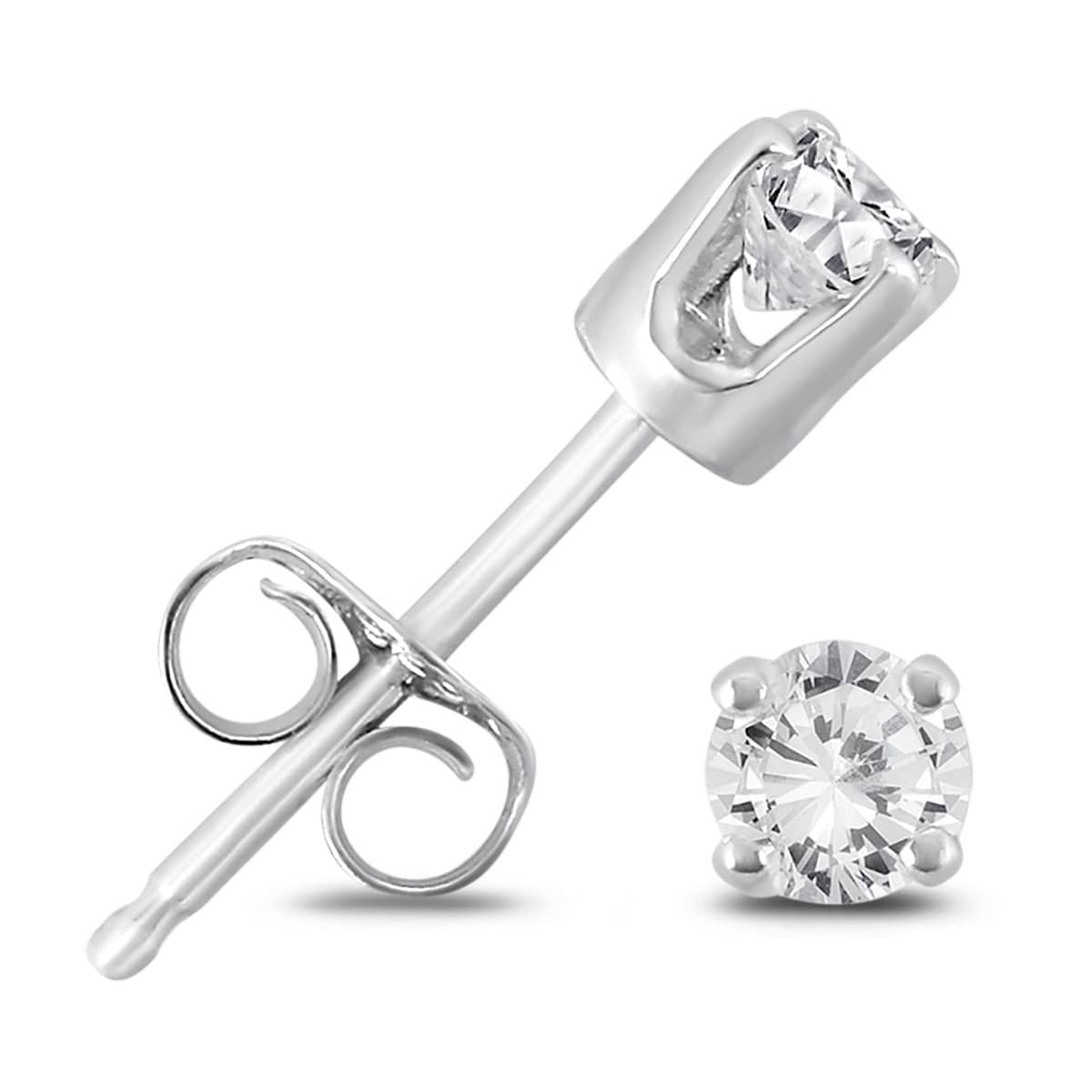 1 3 Carat Tw Round Solitaire Diamond Stud Earrings In .925 Sterling Silver
