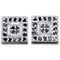 1 3Ct Pave Black Diamond Studs 10K White Gold