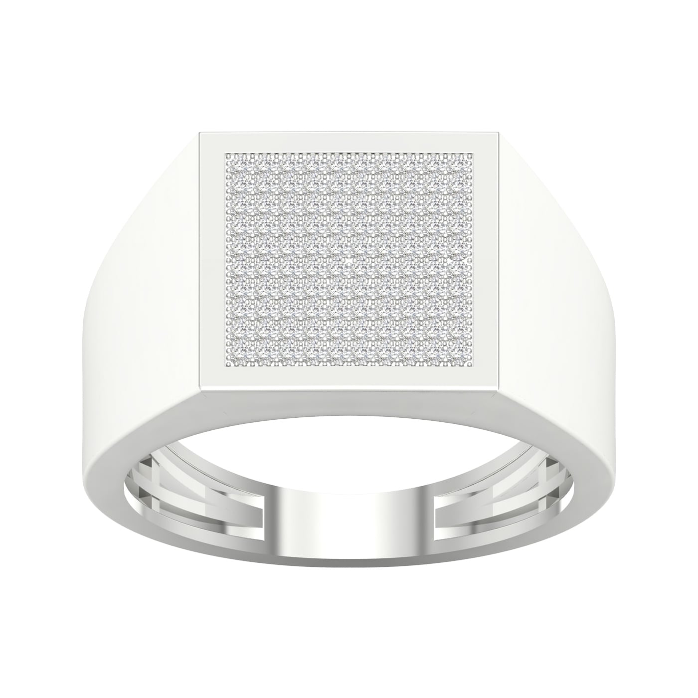 1 3Ct Tdw Diamond Mens Ring In Sterling Silver White