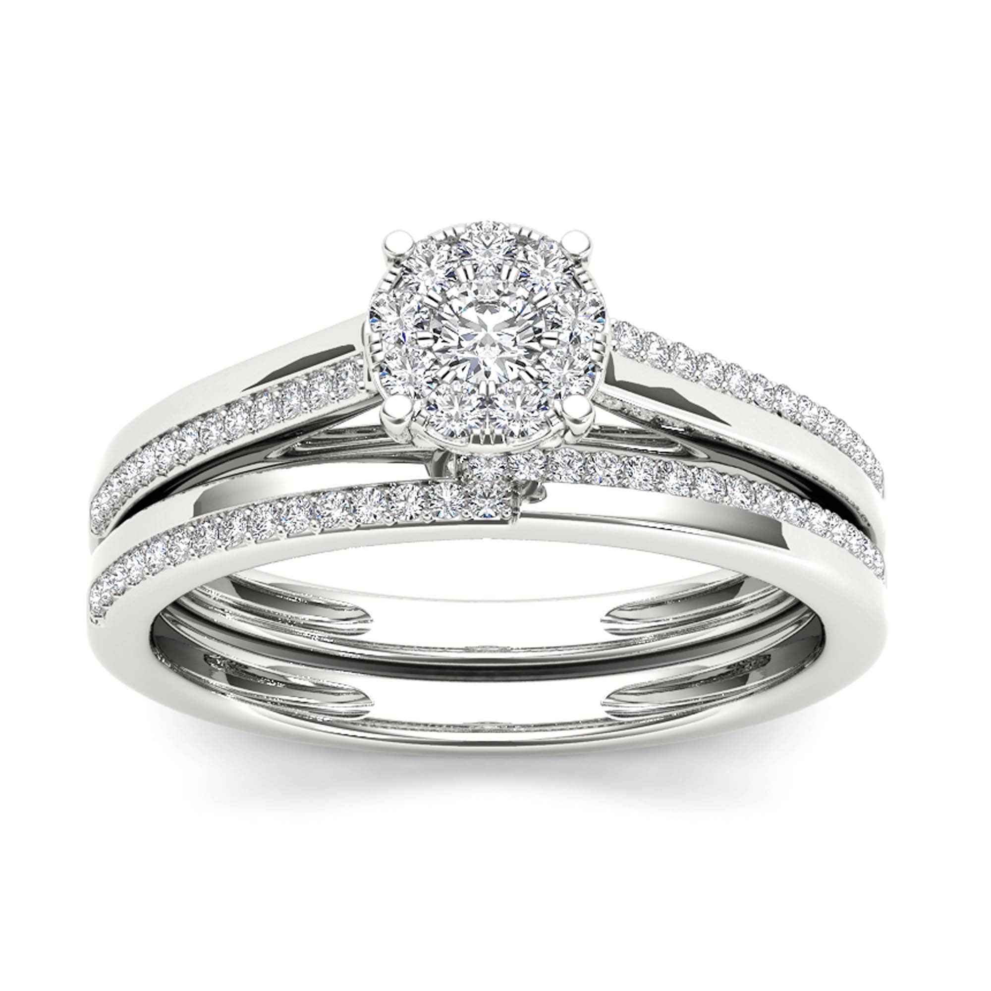 De Couer Igi Certified 10K Gold 1 3Ct Tdw Diamond Engagement Ring Set