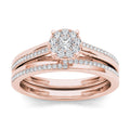 De Couer Igi Certified 10K Rose Gold 1 3Ct Tdw Diamond Cluster Engagement Ring Set With One Band Pink
