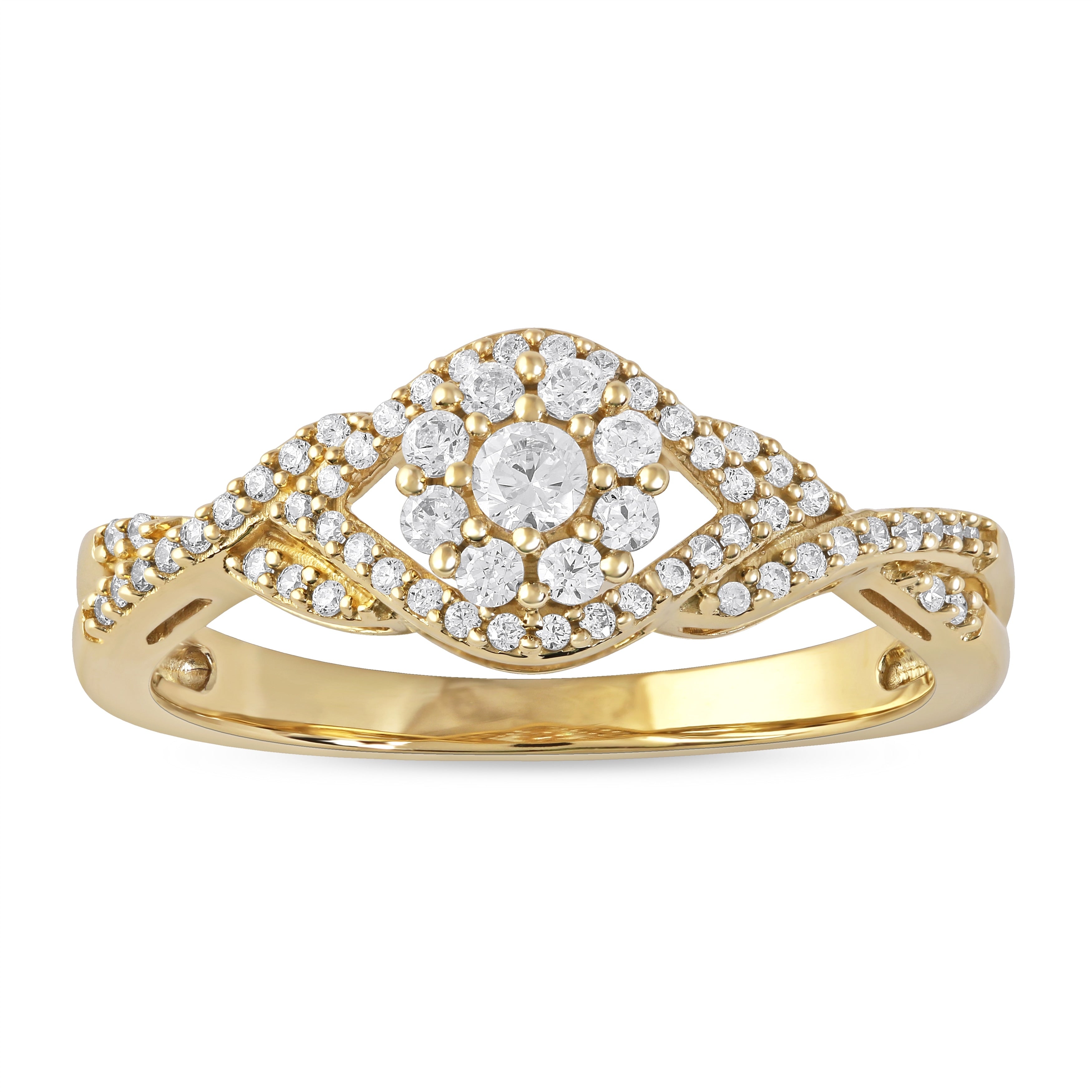 De Couer 10K Gold 1 3Ct Tdw Diamond Cluster Ring