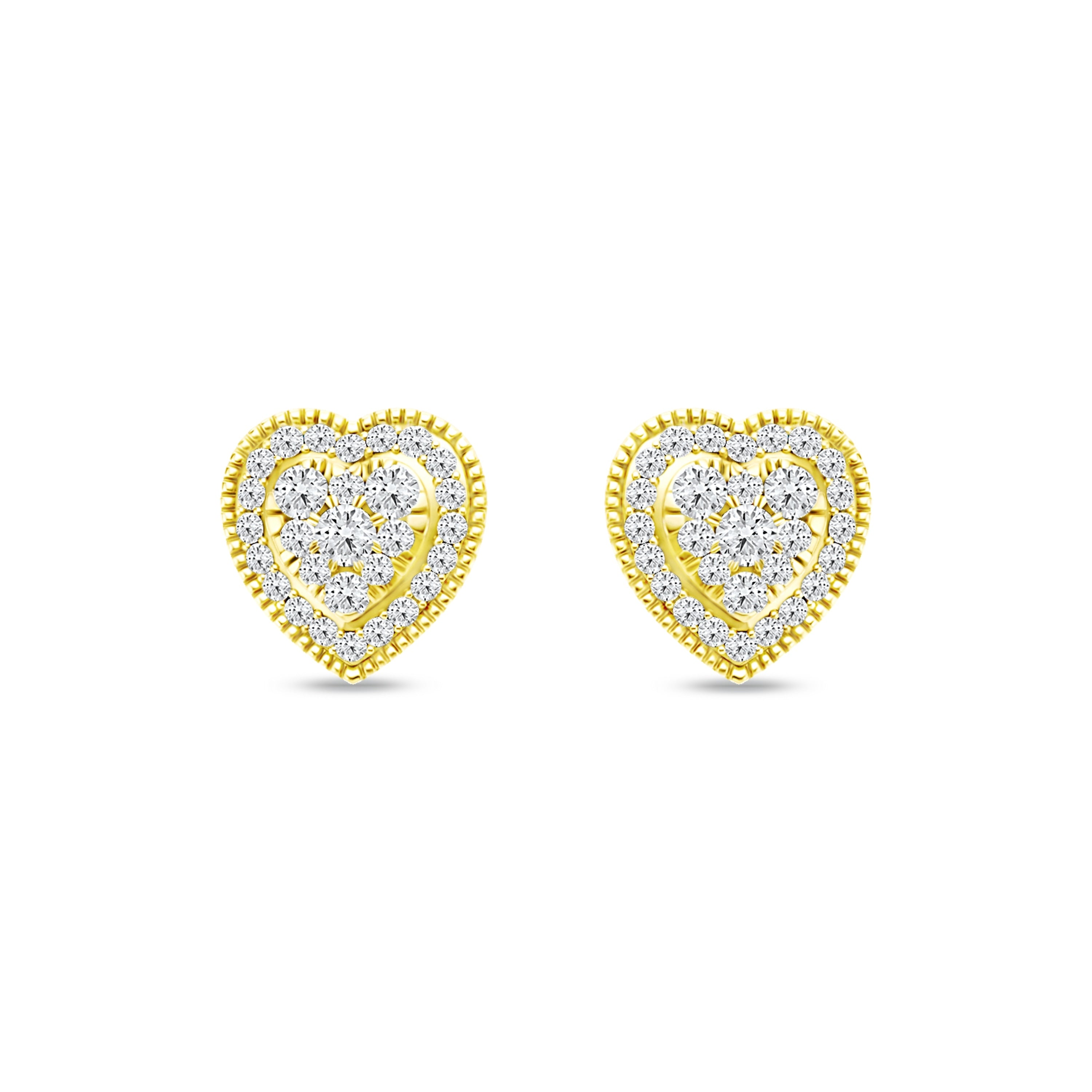 De Couer 10K Yellow Gold 1 3Ct Tdw Diamond Cluster Heart Stud Earrings
