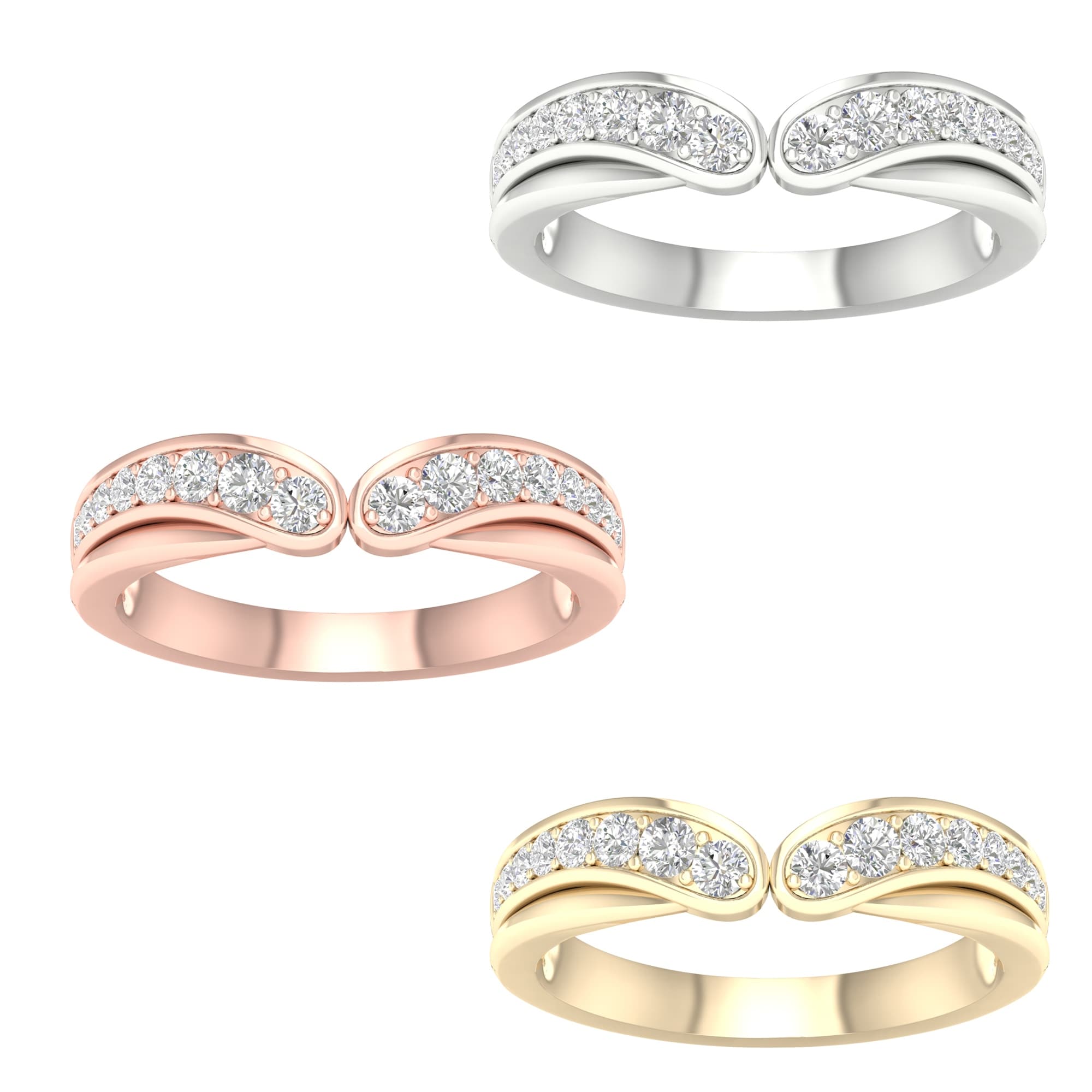 1 3Ct Tdw Diamond Contour Wedding Band In 10K Gold By De Couer